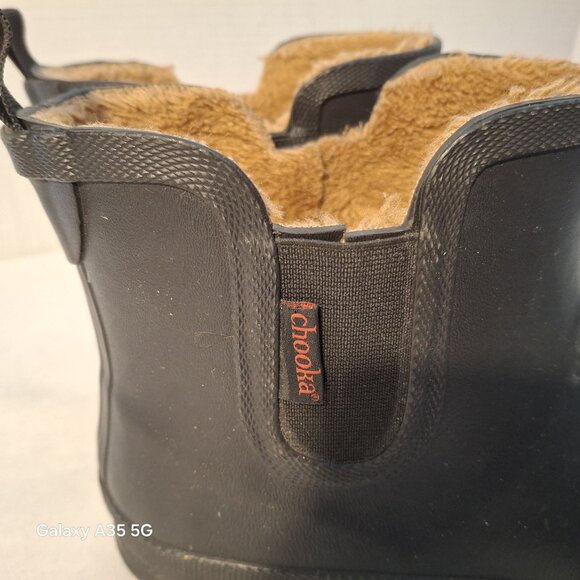 Chooka Womens Black Waterproof Ankle Boots With Faux Fur Lining Size 10 - Picture 6 of 9